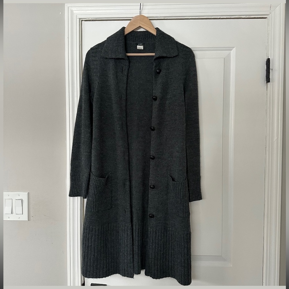 J Crew Alpaca Merino Wool Blend Cardigan Sweater, Gray, Size XS
